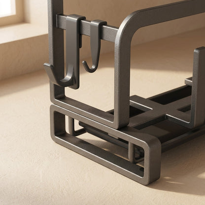 Kniferow™ Carbon Steel Kitchen Knife Rack, material and detail close-up