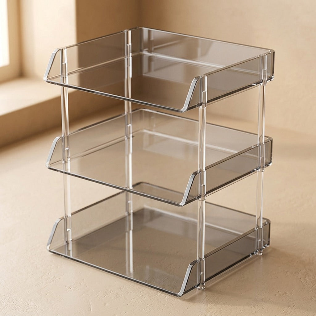 Clearfile™ Transparent Plastic File Rack, material and detail close-up