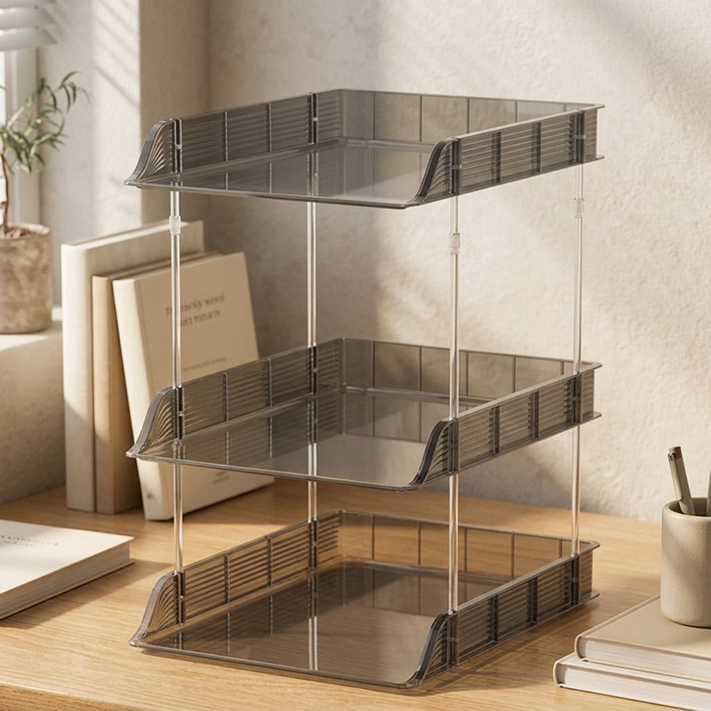 Clearfile™ Transparent Plastic File Rack, styled close view