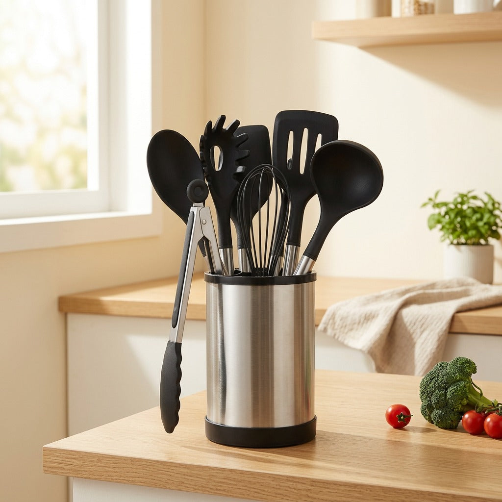 Cookblend™ 12-Piece Silicone Kitchen Utensil Set in a calm home setting