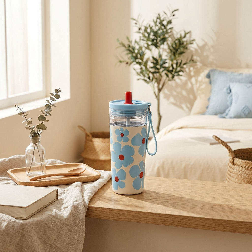 Coolstraw™ 316 Stainless Steel Straw Cup in a calm home setting