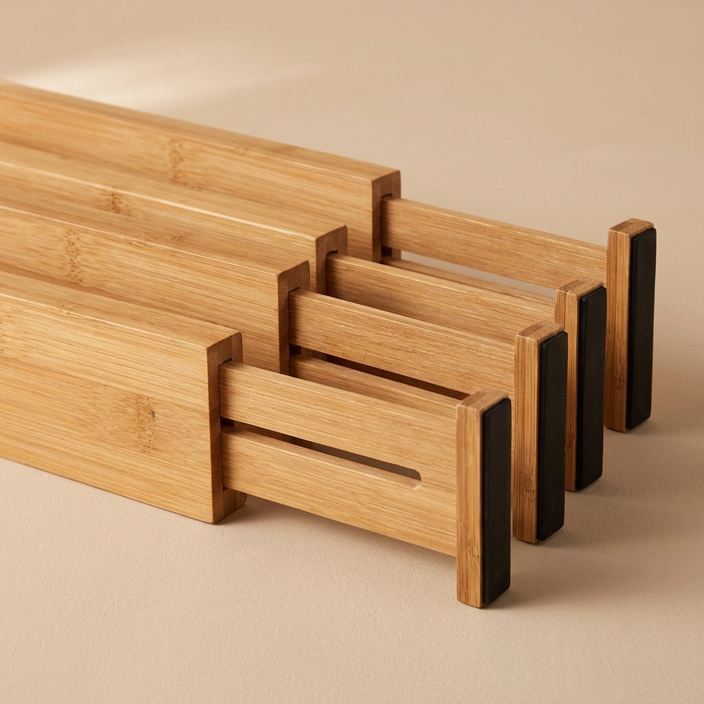 Drawercalm™ Bamboo Drawer Divider Board, material and detail close-up