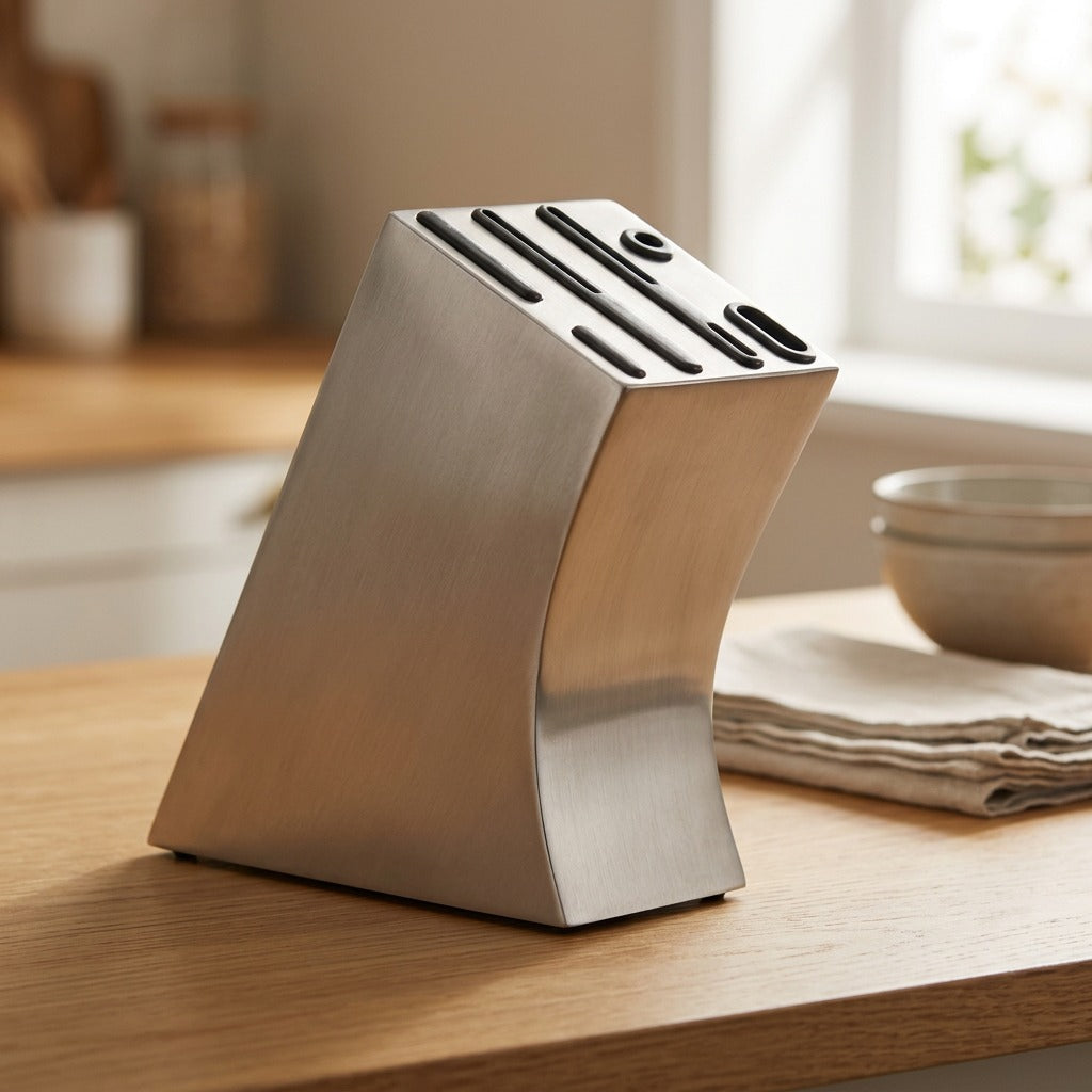 Bladeperch™ Stainless Steel Knife Holder, styled close view