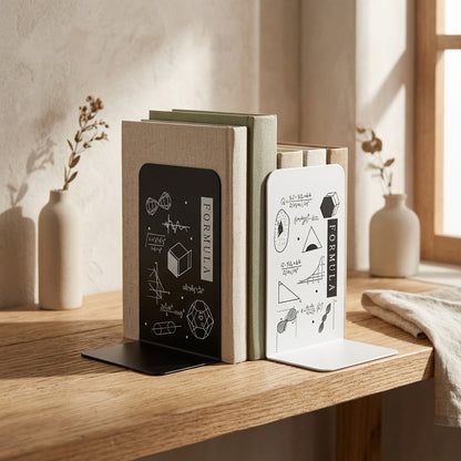 Ironbrace™ Metal L-Shaped Bookends, styled close view