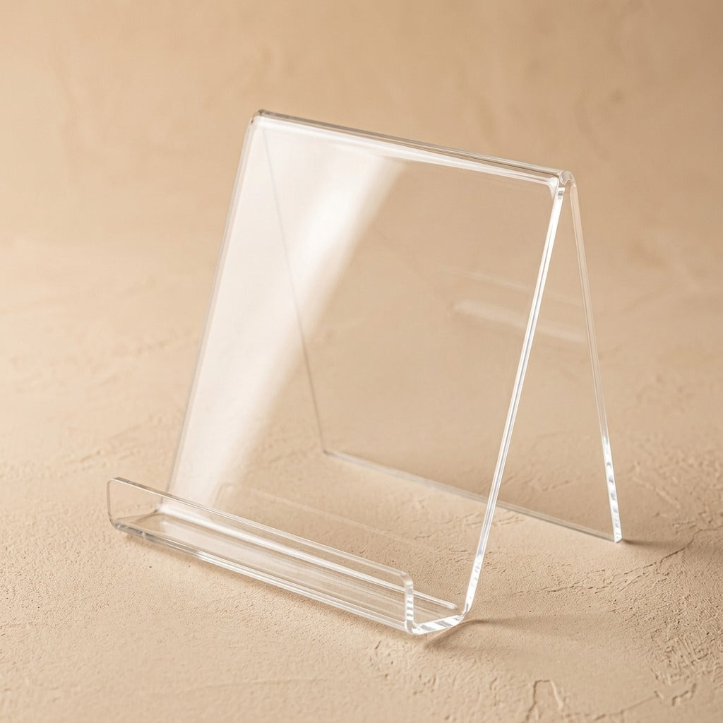 Bookperch™ Transparent Acrylic Book Stand, material and detail close-up