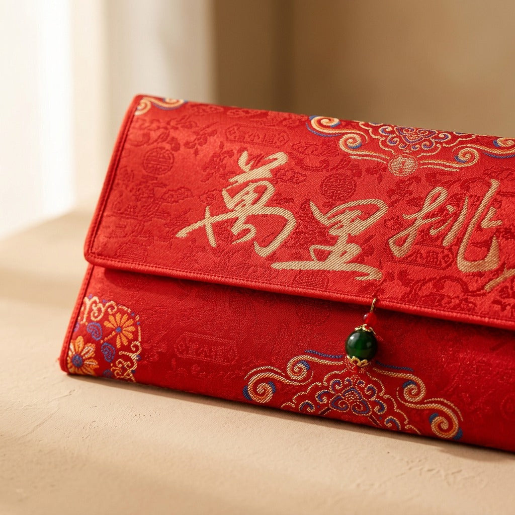 Clothwish™ Chinese Style Cloth Red Envelope, material and detail close-up