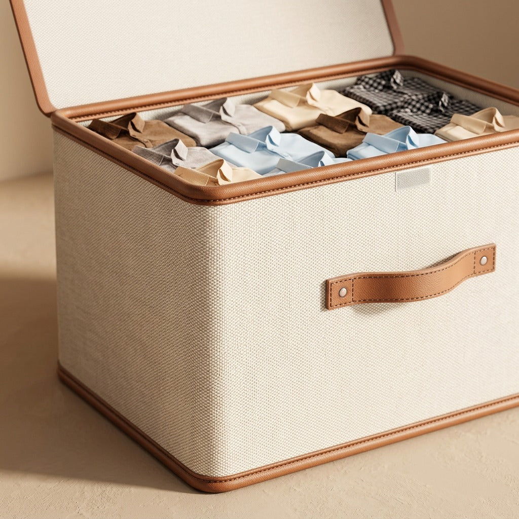 Foldstore™ Oxford Cloth Clothes Storage Box, material and detail close-up
