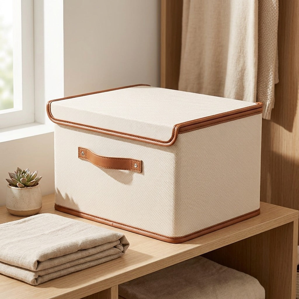 Foldstore™ Oxford Cloth Clothes Storage Box, styled close view