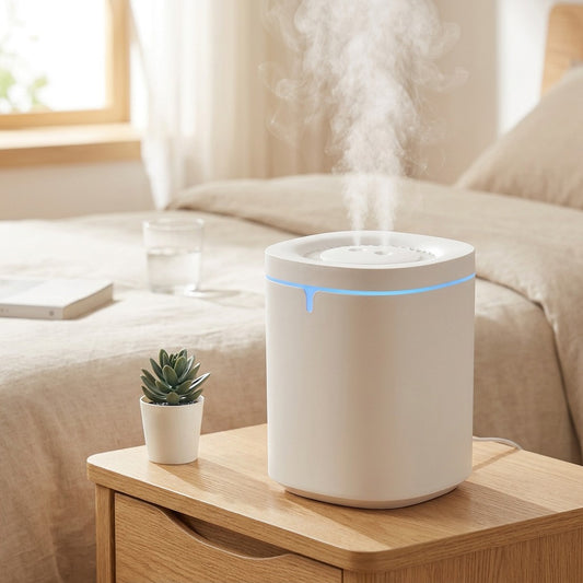 Glowmist™ USB Humidifier With Ambient Lighting in a calm home setting