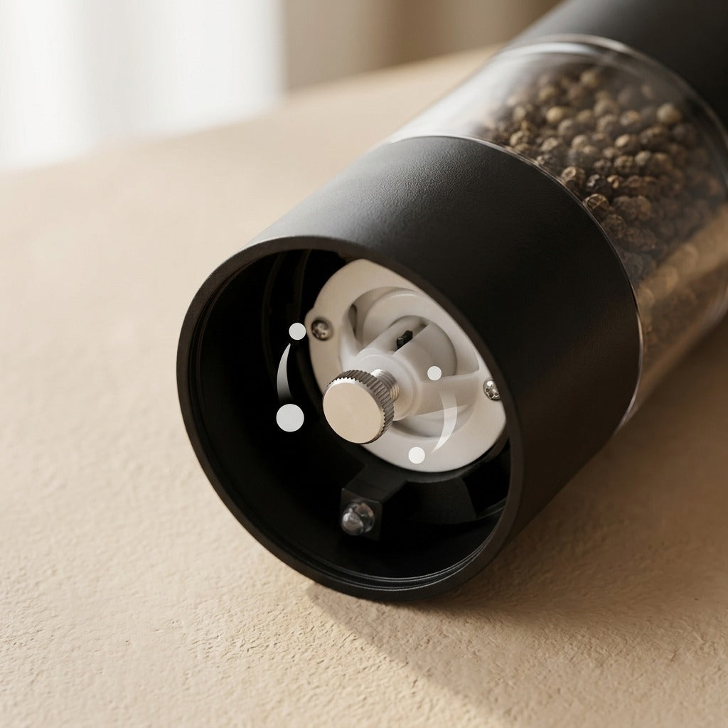 Spicewhirl™ Electric Seasoning Bottle, material and detail close-up