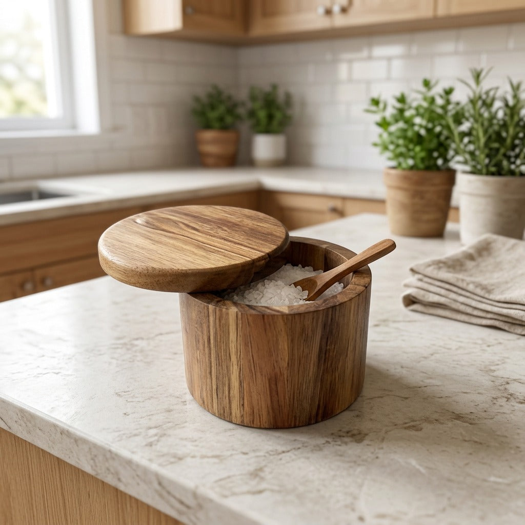 Spicewood™ Acacia Wood Seasoning Box, styled close view