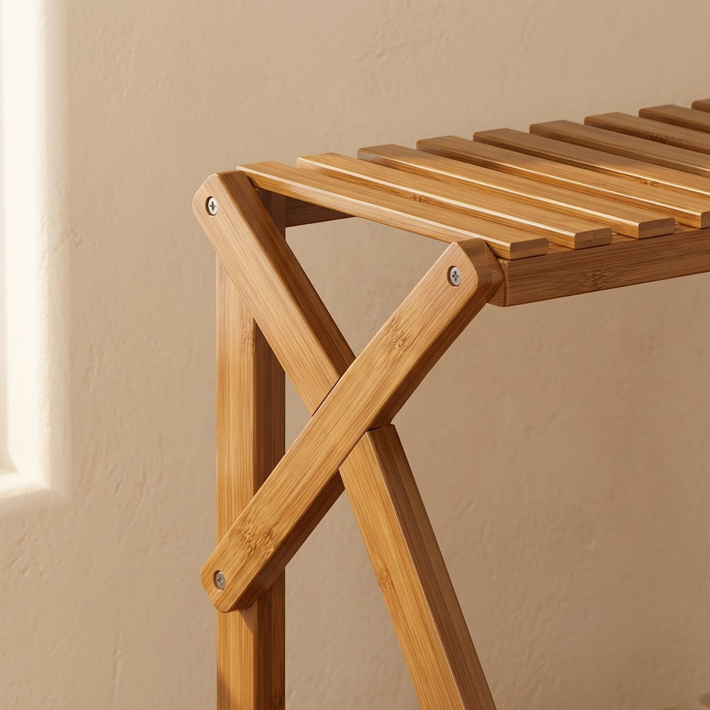 Canebloom™ Bamboo Flower Pot Rack, material and detail close-up