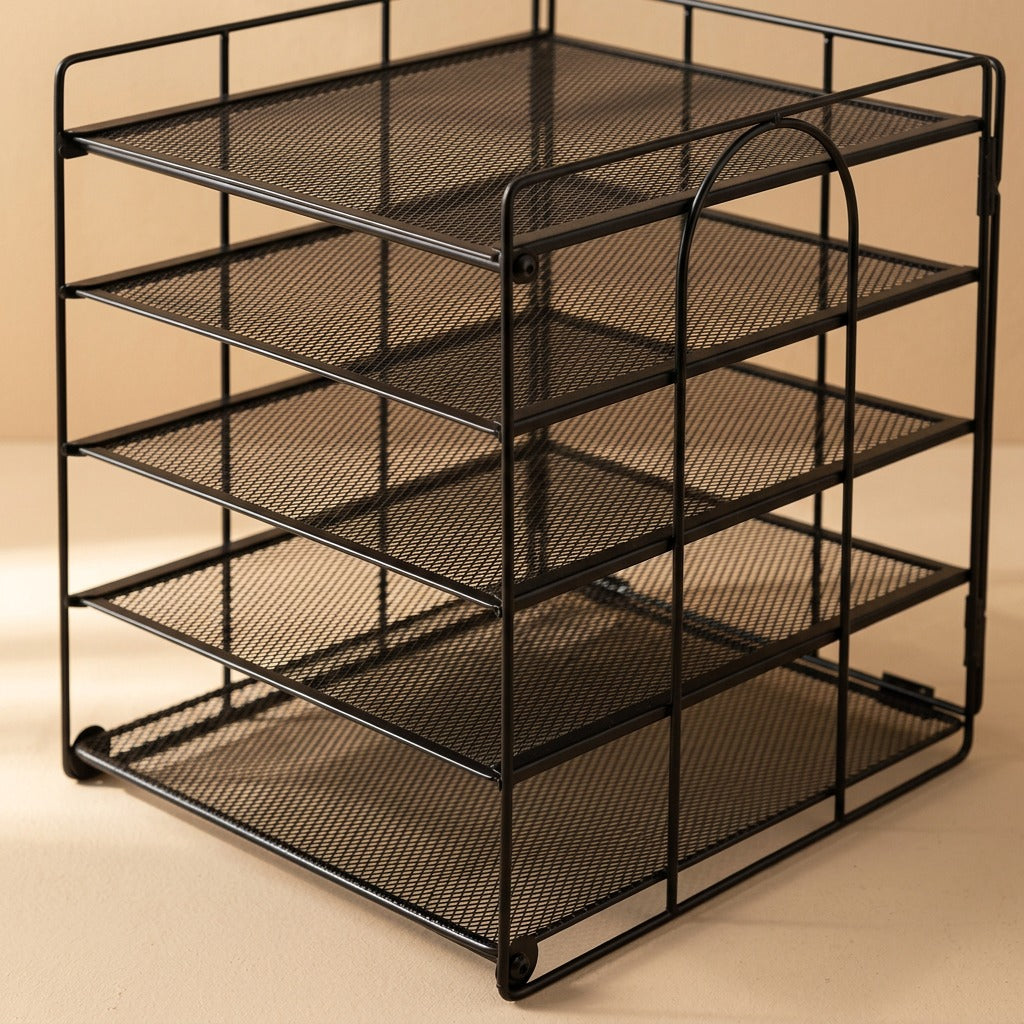 Filerail™ Carbon Steel Desktop File Rack, material and detail close-up