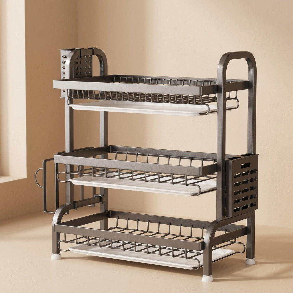 Counterdry™ Carbon Steel Countertop Dish Rack, material and detail close-up