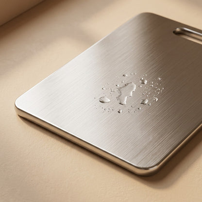 Boardforge™ Thickened Stainless Steel Cutting Board, material and detail close-up