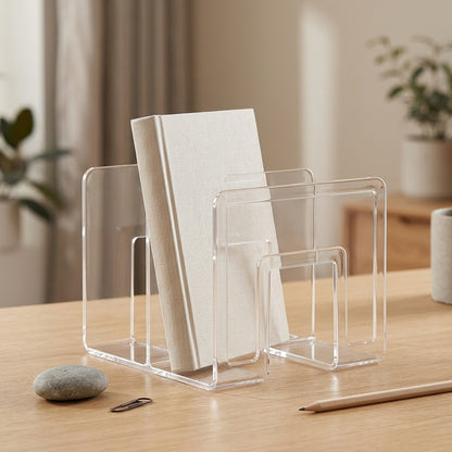 Clearprop™ Transparent Acrylic Book Stand, styled close view