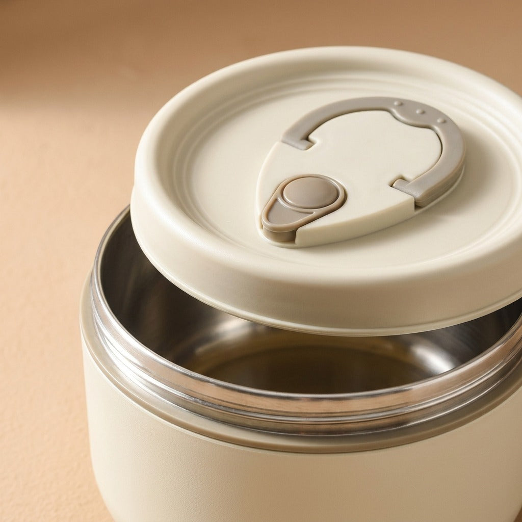Roundmeal™ Round 304 Stainless Steel Lunch Box, material and detail close-up