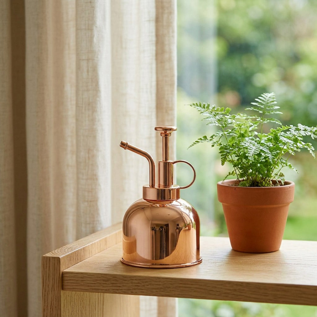 Sproutmist™ Stainless Steel Plant Spray Bottle in a calm home setting