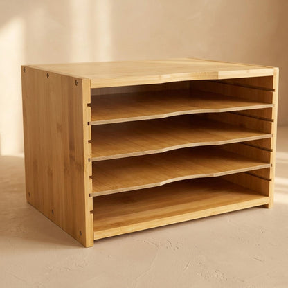 Woodorder™ Wood Desktop File Storage Rack, material and detail close-up
