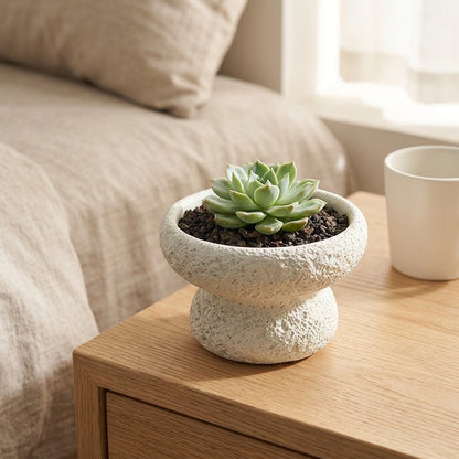 Cementbloom™ Cement Desktop Flower Pot, styled close view