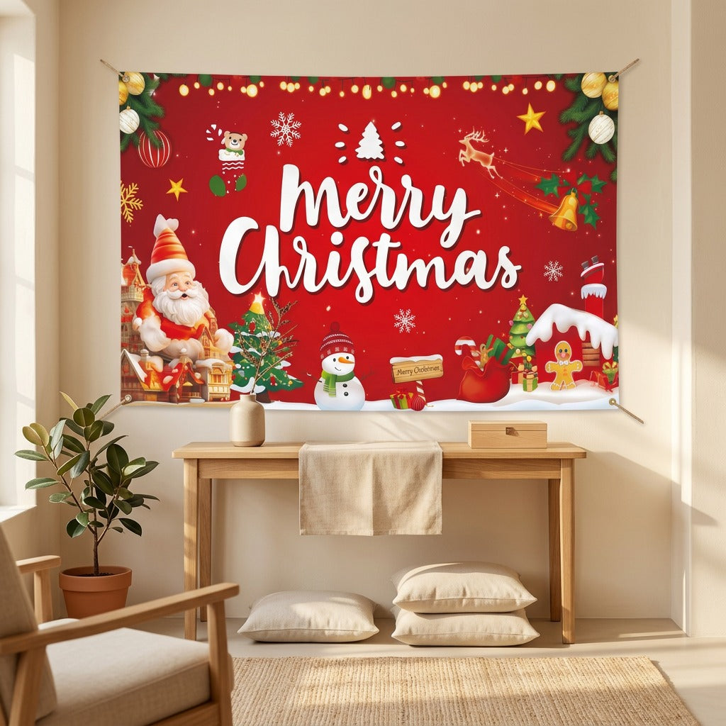 Merryweave™ Christmas Polyester Backdrop Fabric in a calm home setting