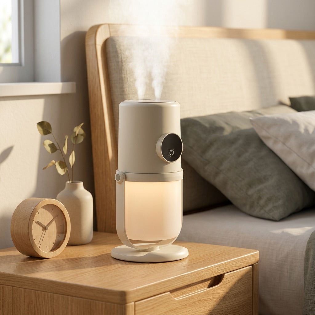 Dewglow™ Dual Spray Humidifier With Night Light, styled close view