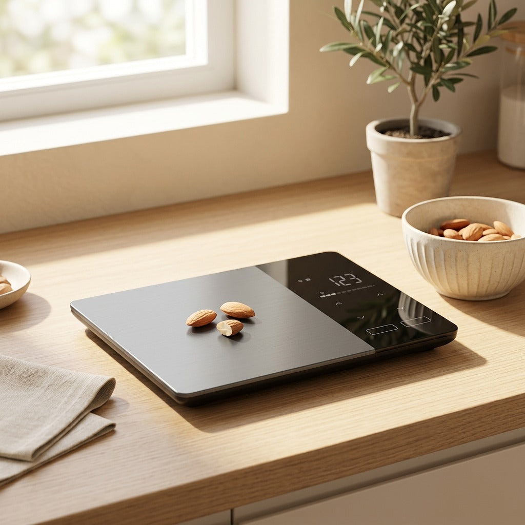 Portion™ 5kg Digital Food Scale in a calm home setting