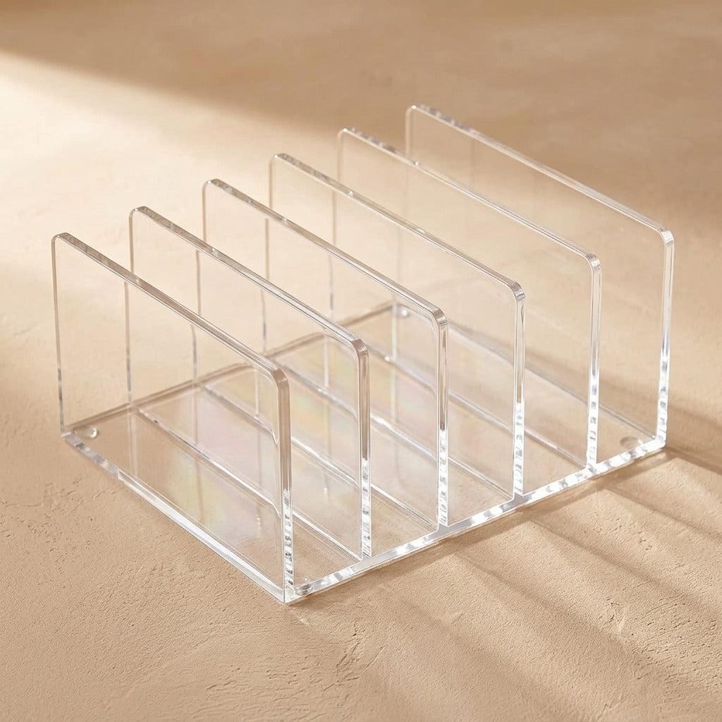 Filehaven™ Acrylic Desktop File Storage Rack, material and detail close-up