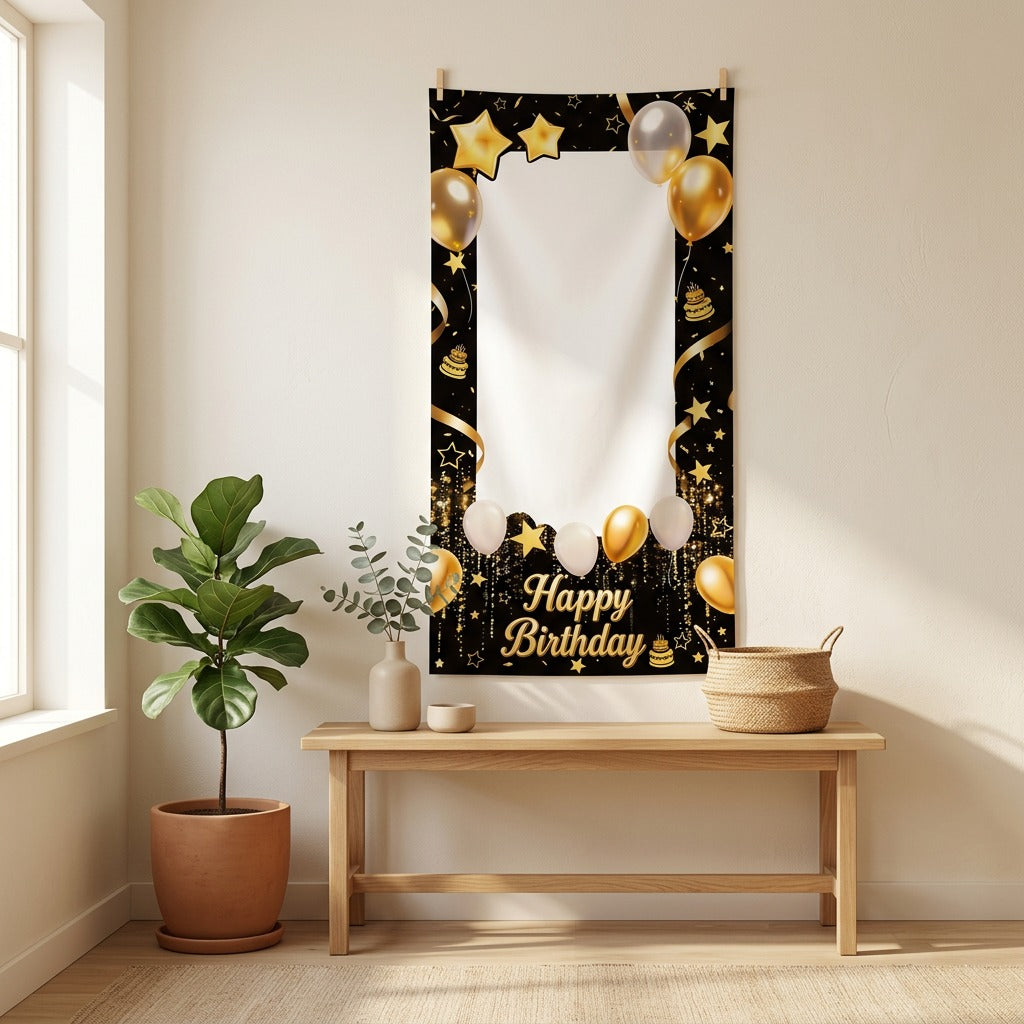Gathercloth™ Polyester Birthday Party Backdrop Cloth in a calm home setting
