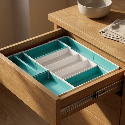 Utensilnest™ Plastic Kitchen Drawer Storage Box, styled close view