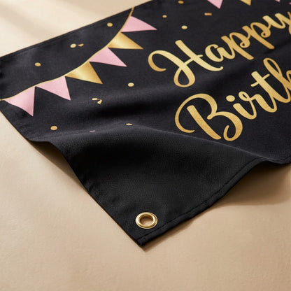 Partyflag™ Polyester Happy Birthday Party Banner, material and detail close-up