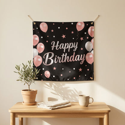 Partyflag™ Polyester Happy Birthday Party Banner in a calm home setting