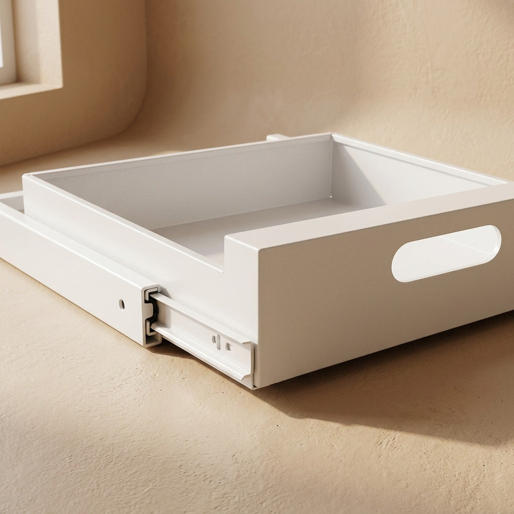 Basketglide™ Carbon Steel Pull-Out Basket, material and detail close-up