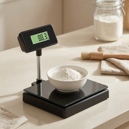 Glassweigh™ Glass Tempered Electronic Food Scale, styled close view