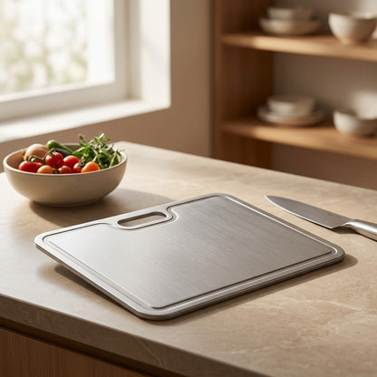 Sliceplate™ Double-Sided Titanium Cutting Board, styled close view