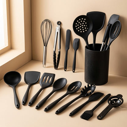Stirsteady™ Silicone Kitchen Utensil Set, material and detail close-up