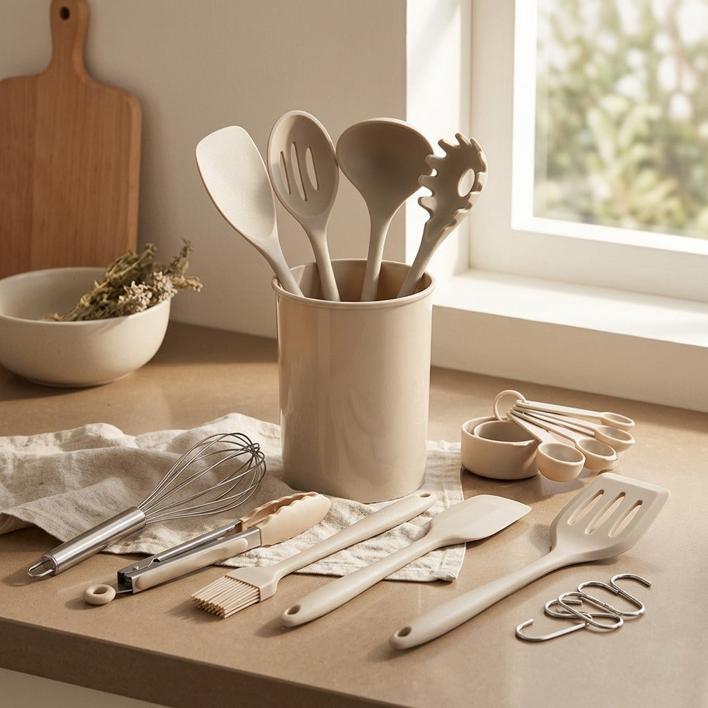 Stirsteady™ Silicone Kitchen Utensil Set, styled close view