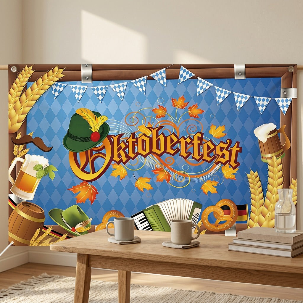 Festwave™ Oktoberfest Polyester Banner Flag, styled close view