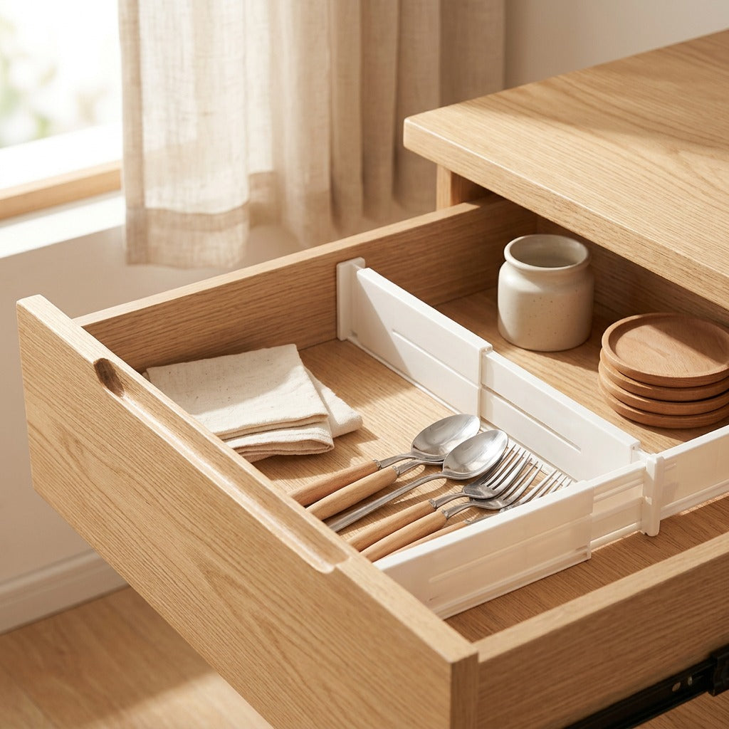 Slotboard™ Drawer Storage Divider Board, styled close view
