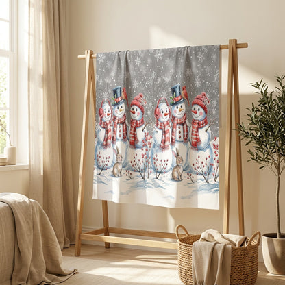 Frostscene™ Christmas Snowman Reindeer Backdrop Cloth in a calm home setting