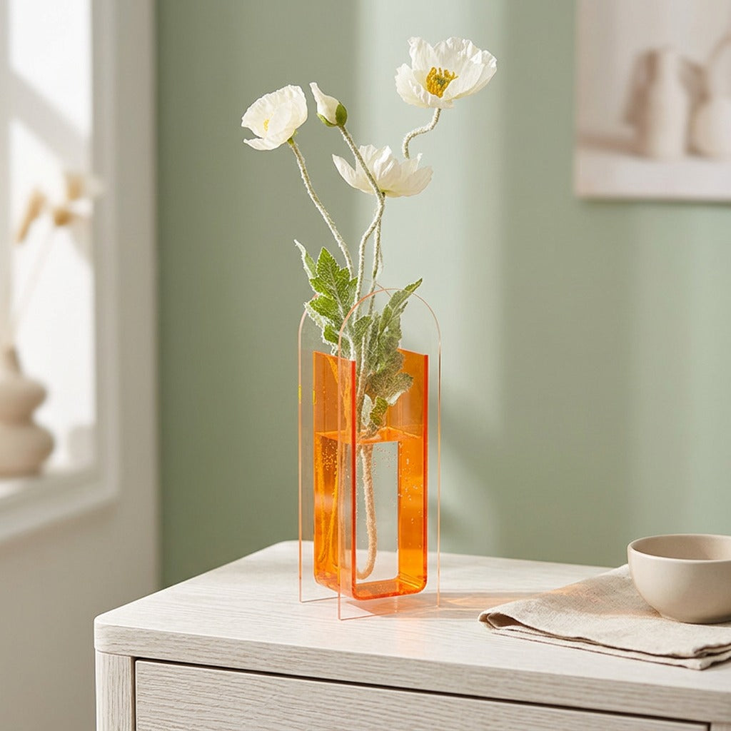 Bloomshape™ Acrylic Flower Arrangement Vase, styled close view