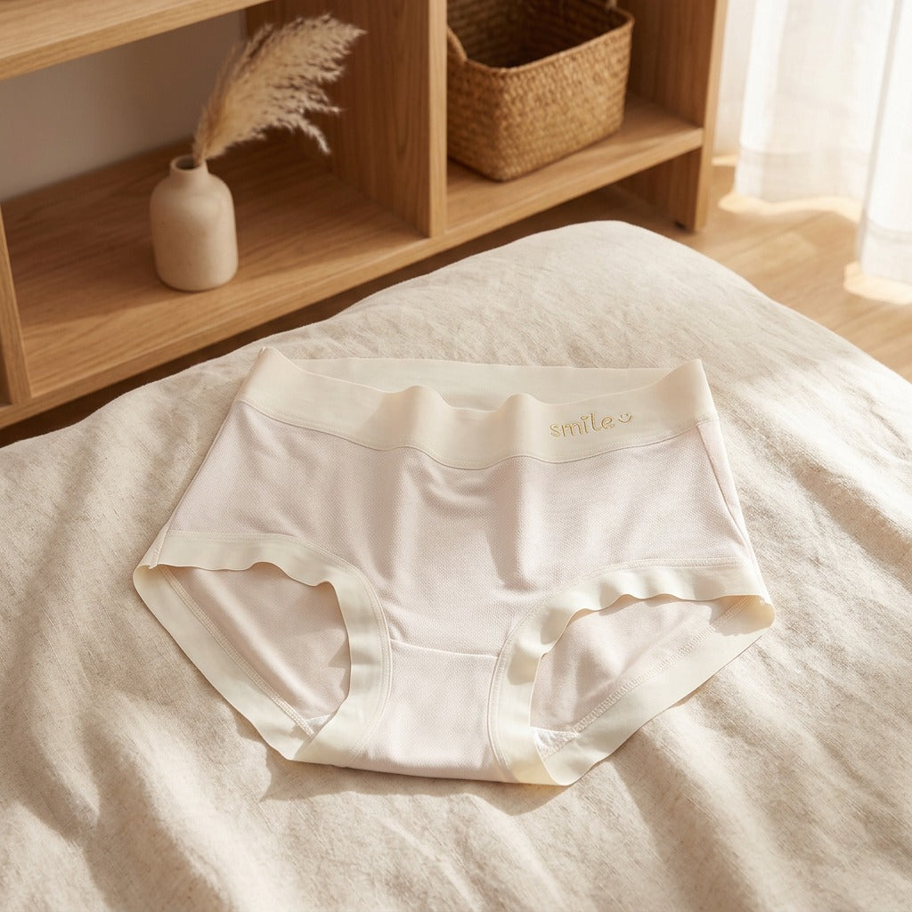 Modalhug™ Modal Seamless Mid-Waist Underwear in a calm home setting