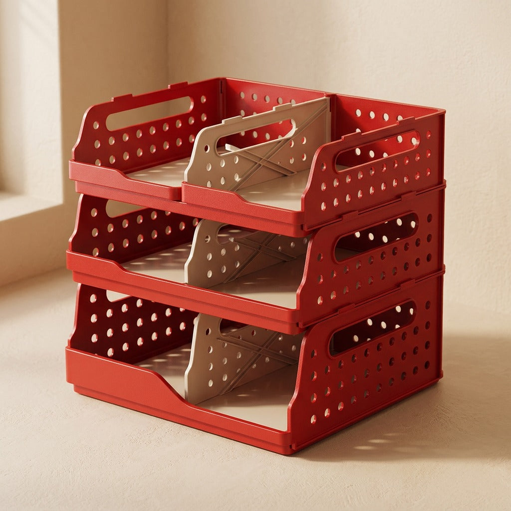 Stackrack™ 3-Layer Plastic Desktop Storage Rack, material and detail close-up