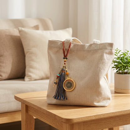 Coppercharm™ Copper Woven Bag Hanging Accessory in a calm home setting