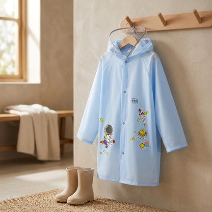 Puddlepop™ Children's PVC Rain Poncho, styled close view