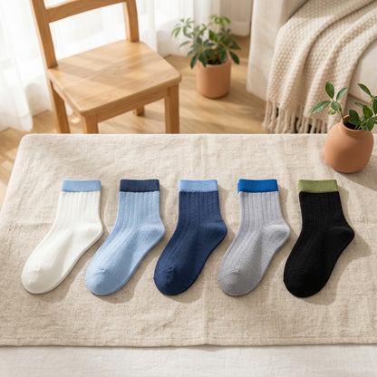 Combcozy™ Combed Cotton Mid-Calf Socks in a calm home setting