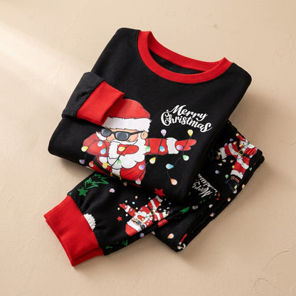 Merryknit™ Santa Claus Family Matching Pajamas, material and detail close-up