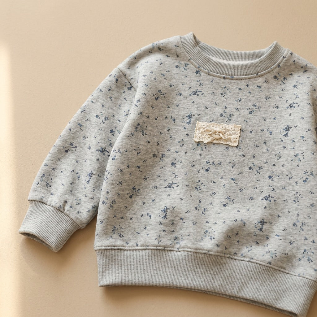 Petalplay™ Floral Toddler Sweatshirt Set, material and detail close-up