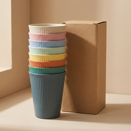 Wheatsip™ 320ml Wheat Straw Water Cups, Set Of 8