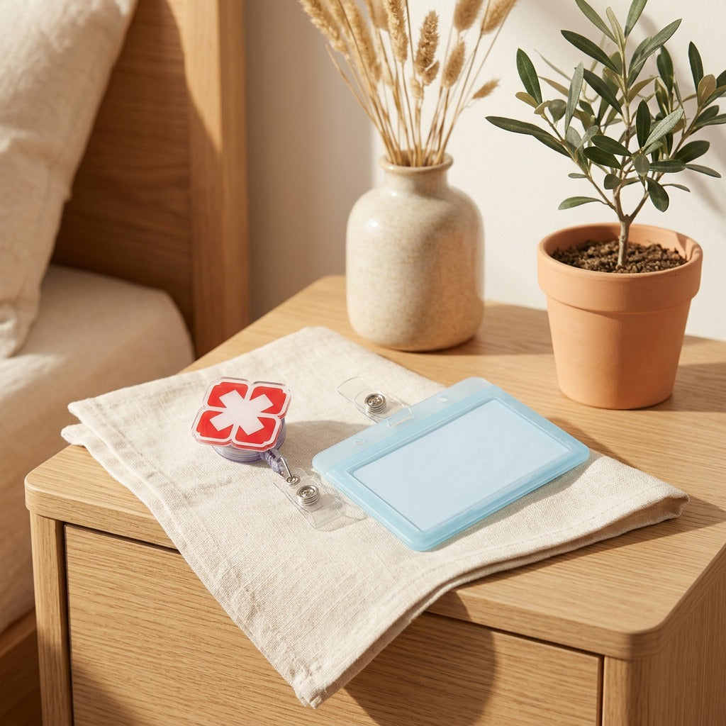 Cartoonloop™ Cute Cartoon ID Lanyard in a calm home setting